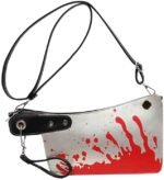 SDDFFSC Reative Prank Knife Shoulder Bag, Japanese Cartoon Gothic Horror Crossbody Bag, Bloody Axe Chopper Clutch Purse
