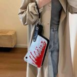 SDDFFSC Reative Prank Knife Shoulder Bag, Japanese Cartoon Gothic Horror Crossbody Bag, Bloody Axe Chopper Clutch Purse - Image 2