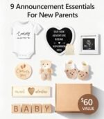 SDDFFS Pregnancy Announcement Props Set, Letter Board, Baby Bodysuit, Booties, Sonogram Frame, Pregnancy Test Box, Wood Blocks, Wooden Sign & Plush Bear for Gender Reveal Coming Soon Baby Announcement Kit - Image 2