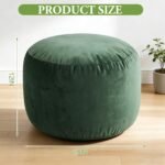 SDDFFS Round Velvet Pouf Ottoman 20x12 Inch Green Foot Rest Stool Soft Floor Pouf for Living Room, Bedroom, Decorative Comfortable Home Furniture Accessory - Image 3