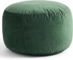 SDDFFS Round Velvet Pouf Ottoman 20x12 Inch Green Foot Rest Stool Soft Floor Pouf for Living Room, Bedroom, Decorative Comfortable Home Furniture Accessory