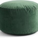 SDDFFS Round Velvet Pouf Ottoman 20x12 Inch Green Foot Rest Stool Soft Floor Pouf for Living Room, Bedroom, Decorative Comfortable Home Furniture Accessory