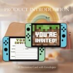 SDDFFS Video Games Pixel Birthday Party Invitations with Envelopes - 20 Pack Double-Sided Fill-in Cards for Boys Girls Celebration - Image 3