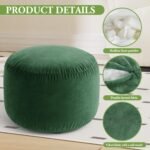 SDDFFS Round Velvet Pouf Ottoman 20x12 Inch Green Foot Rest Stool Soft Floor Pouf for Living Room, Bedroom, Decorative Comfortable Home Furniture Accessory - Image 5