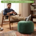 SDDFFS Round Velvet Pouf Ottoman 20x12 Inch Green Foot Rest Stool Soft Floor Pouf for Living Room, Bedroom, Decorative Comfortable Home Furniture Accessory - Image 6