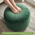 SDDFFS Round Velvet Pouf Ottoman 20x12 Inch Green Foot Rest Stool Soft Floor Pouf for Living Room, Bedroom, Decorative Comfortable Home Furniture Accessory - Image 4