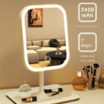 Niche Modern Desktop Vanity Mirror 3 Color Light LED Makeup Mirror Touching Mirror Women Bedroom Dressing Mirror - Image 2
