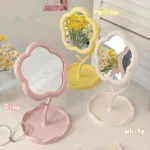 Cute Flower Design Desktop Mirror Creative Bedroom Home Decor Gift High Aesthetic Value Gao Yan Style Vanity Decorative Mirror